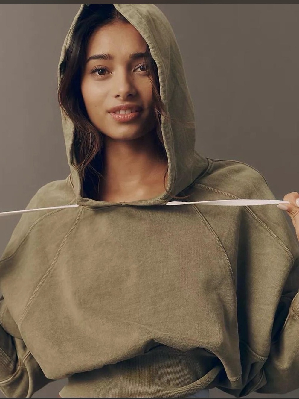 Anthropologie Olive Green Hooded Sweatshirt